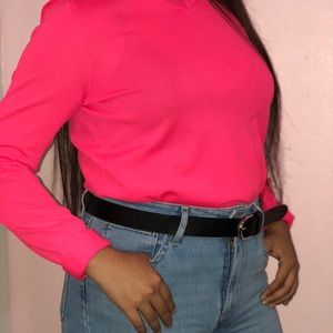 Topshop Hot Pink V-Neck Light Sweater